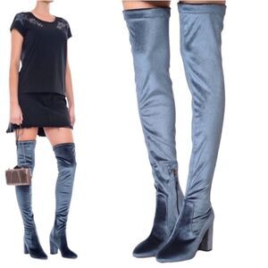 Aquazzura “So Me" Size 8.5 over the knee boots in stretch velvet
